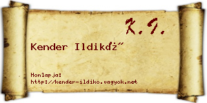 Kender Ildikó névjegykártya