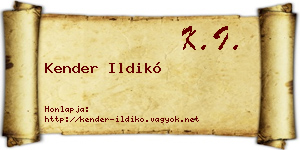 Kender Ildikó névjegykártya